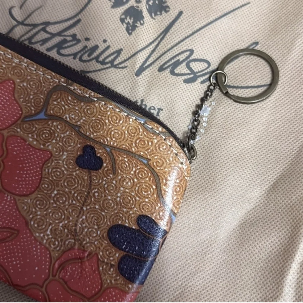 NWOT Patricia Nash Coral and Gold Floral Pouch Gorgeous - Picture 8 of 9